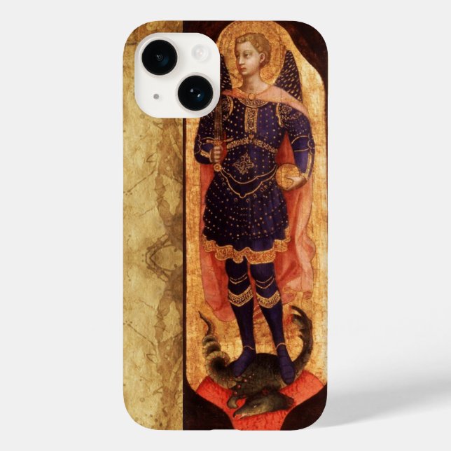 SAINT MICHAEL ARCHANGEL WITH DRAGON OLD PARCHMENT Case-Mate iPhone CASE (Back)