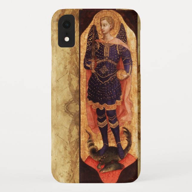 SAINT MICHAEL ARCHANGEL WITH DRAGON OLD PARCHMENT Case-Mate iPhone CASE (Back)
