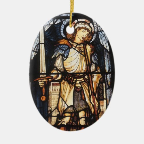 Saint Michael by Sir Edward Coley Burne_Jones Ceramic Ornament