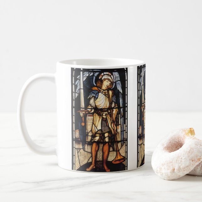 Saint Michael by Sir Edward Coley Burne-Jones Coffee Mug (With Donut)