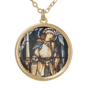 Saint Michael by Sir Edward Coley Burne-Jones Gold Plated Necklace