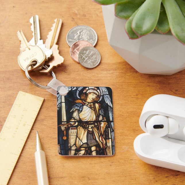 Saint Michael by Sir Edward Coley Burne-Jones Keychain (Desk)