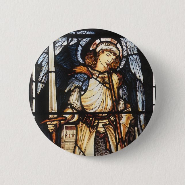 Saint Michael by Sir Edward Coley Burne-Jones Pinback Button (Front)