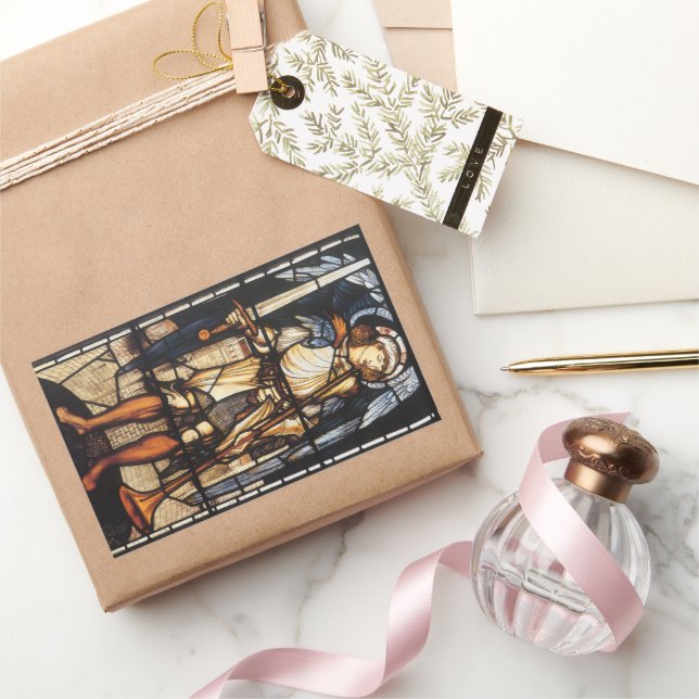 Saint Michael by Sir Edward Coley Burne-Jones Rectangular Sticker (Gifting)