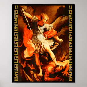 Saint Michael Defeating Satan Archangel Warrior Poster