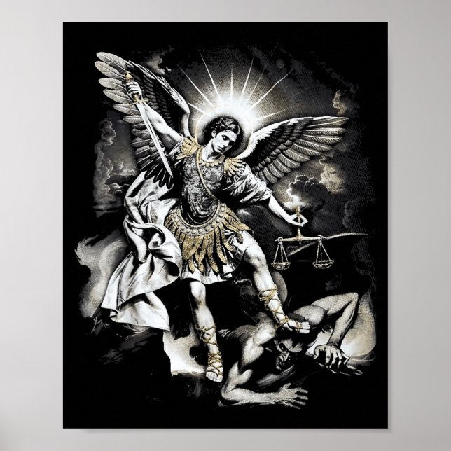 Saint Michael Defeating Satan Archangel Warrior  Poster (Front)