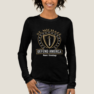 Saint Michael Defend America Tactical Shield Emble Tri-Blend Shirt