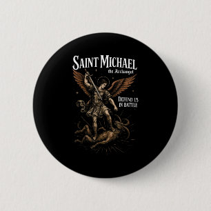 Saint Michael Defend Us In Battle Archangel Christ Button