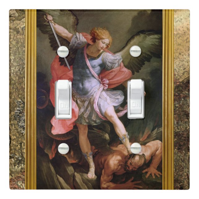 Saint Michael Double Light Switch Plate Cover (In Situ)