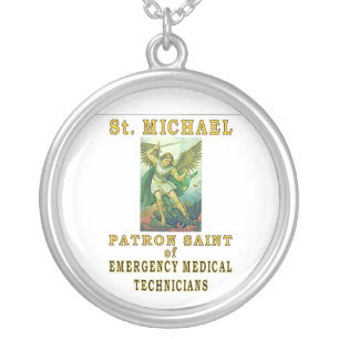 SAINT MICHAEL EMT SILVER PLATED NECKLACE