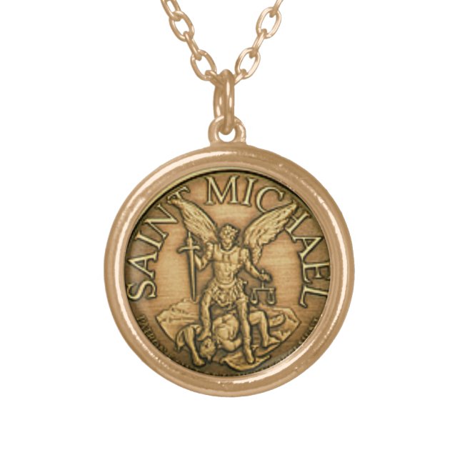 SAINT MICHAEL GOLD PLATED NECKLACE (Front)