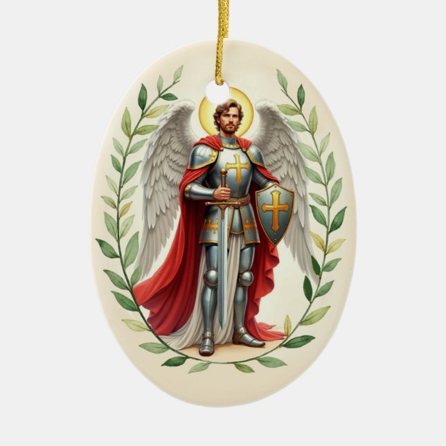 Saint Michael the Archangel Catholic Ceramic Ornament (Front)