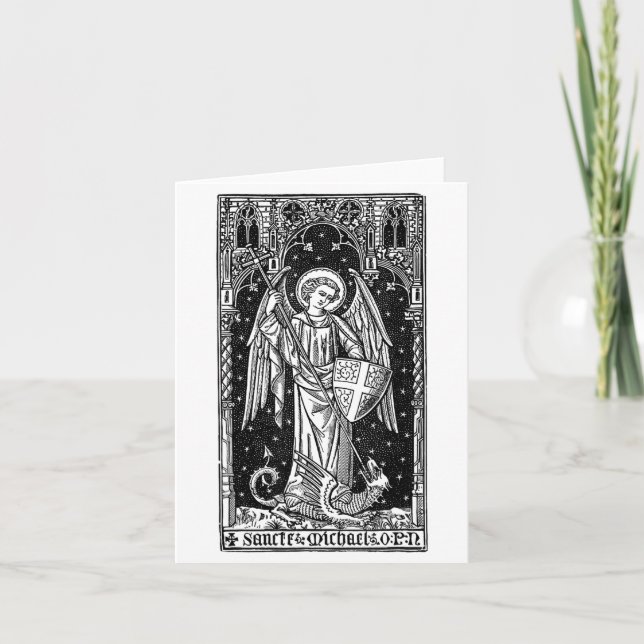 Saint Michael The Archangel Defeating Satan Christ Card (Front)