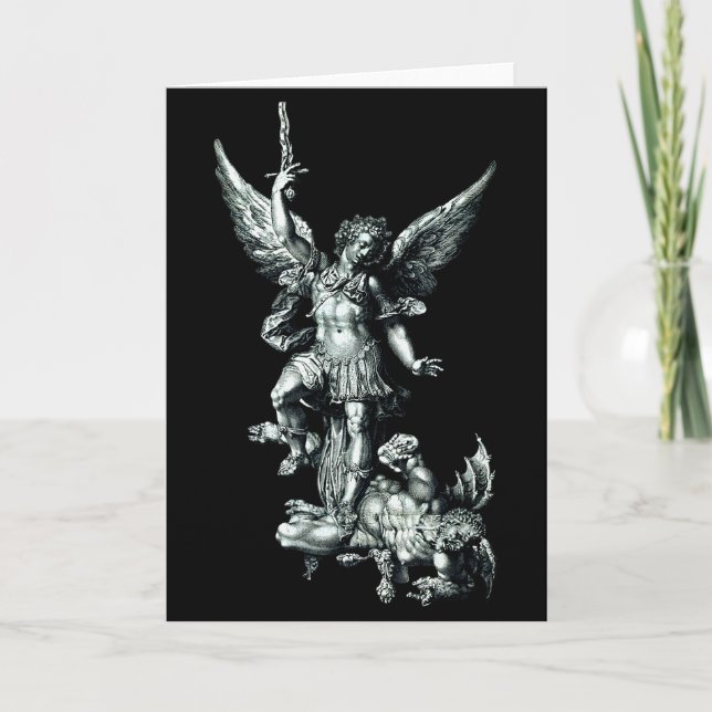 Saint Michael The Archangel Defeating Satan Christ Card (Front)