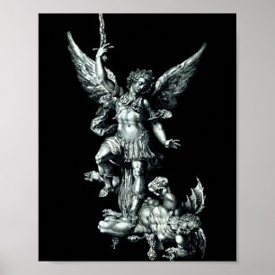 Saint Michael The Archangel Defeating Satan Christ Poster