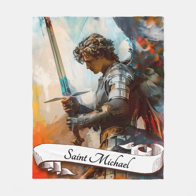 Saint Michael the Archangel Fleece Blanket (Front)