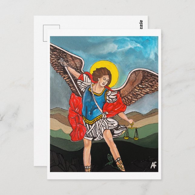 Saint Michael the Archangel Painting by Alfred Fox Postcard (Front/Back)