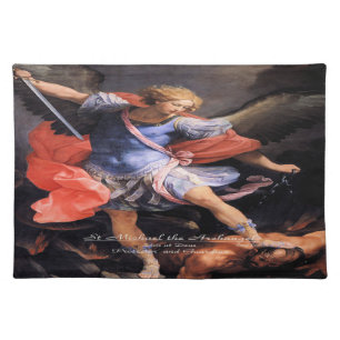 Saint Michael The Archangel Quis ut Deus Cloth Placemat