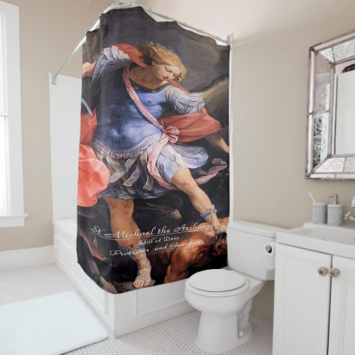 Saint Michael The Archangel Quis ut Deus Shower Curtain