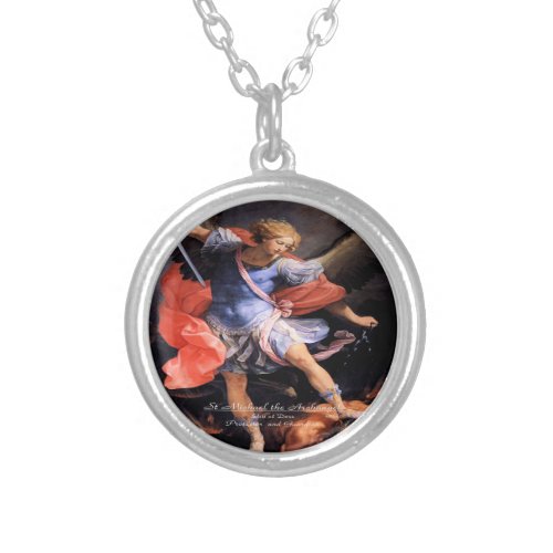 Saint Michael The Archangel Quis ut Deus Silver Plated Necklace