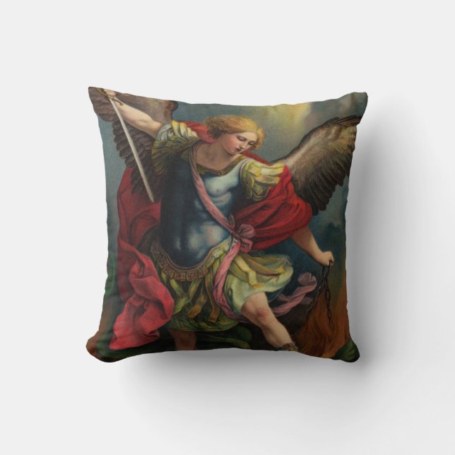 Saint Michael the Archangel Throw Pillow (Front)
