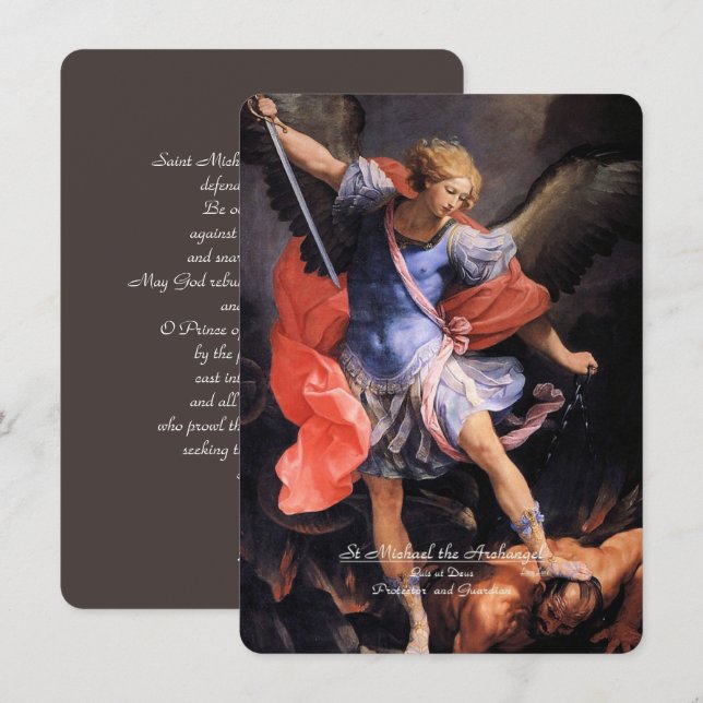 Saint Michael the Archangel with Prayer Holiday Card (Front/Back)