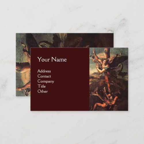 SAINT MICHAEL VANGUISHING SATAN Brown Business Card