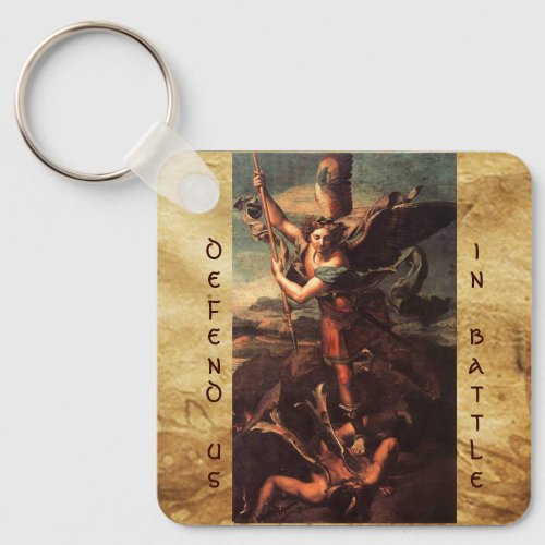 SAINT MICHAEL VANGUISHING SATAN KEYCHAIN