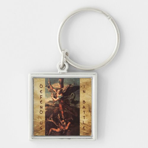 SAINT MICHAEL VANGUISHING SATAN KEYCHAIN