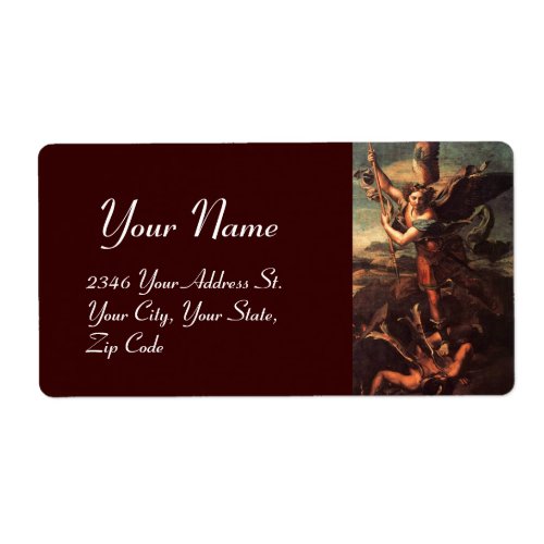 SAINT MICHAEL VANGUISHING SATAN LABEL