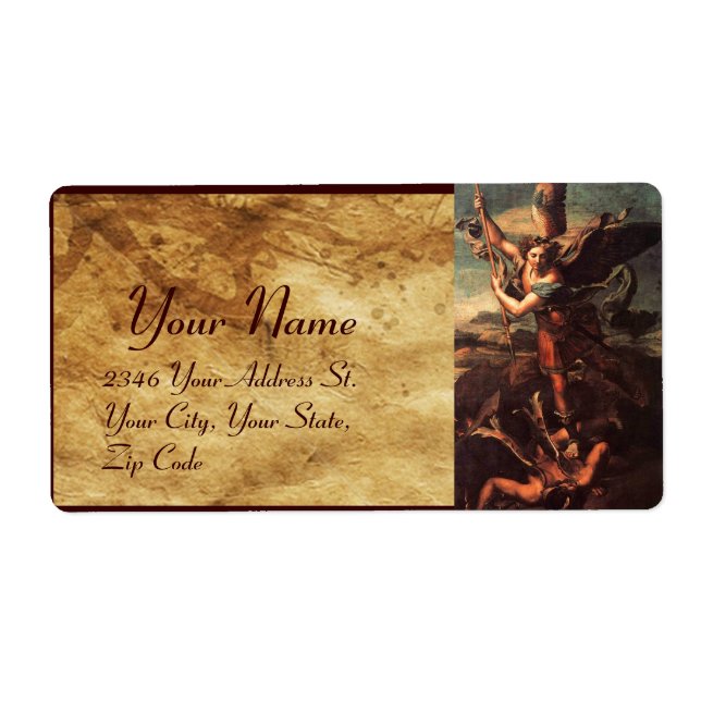 SAINT MICHAEL VANGUISHING SATAN LABEL (Front)