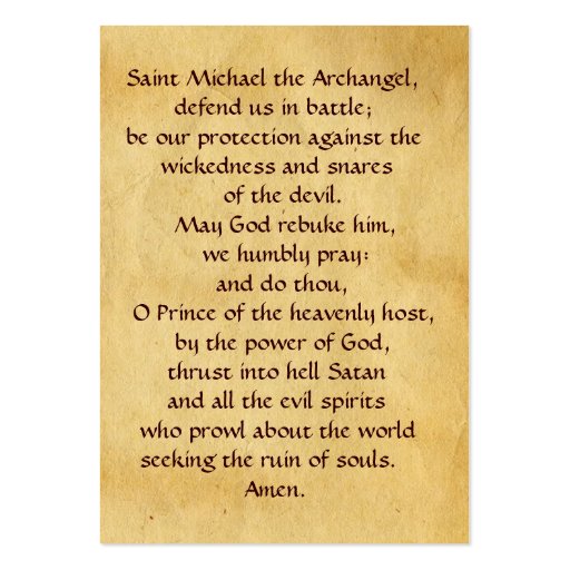 SAINT MICHAEL VANGUISHING SATAN Prayer Card Large Business Cards (Pack ...