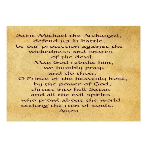 SAINT MICHAEL VANGUISHING SATAN Prayer Card Large Business Cards (Pack ...