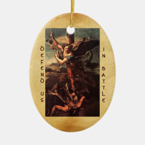 SAINT MICHAEL VANGUISHING SATAN Prayer Ceramic Ornament