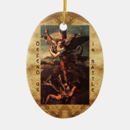 SAINT MICHAEL VANGUISHING SATAN Prayer Ceramic Ornament