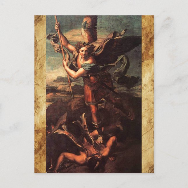 Saint Michael Vanguishing Satan Prayer Postcard (Front)