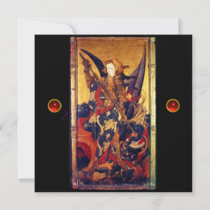 Saint Michael Vanguishing the Devil, red ruby Invitation