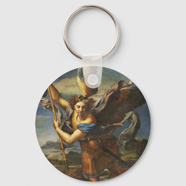 Saint Michael Vanquishing Satan by Raphael Keychain (Front)