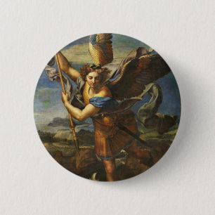 Saint Michael Vanquishing Satan by Raphael Pinback Button