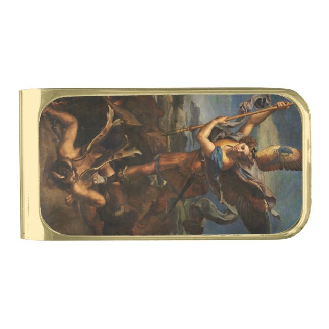 Saint Michael Vanquishing Satan Gold Finish Money Clip (Front)