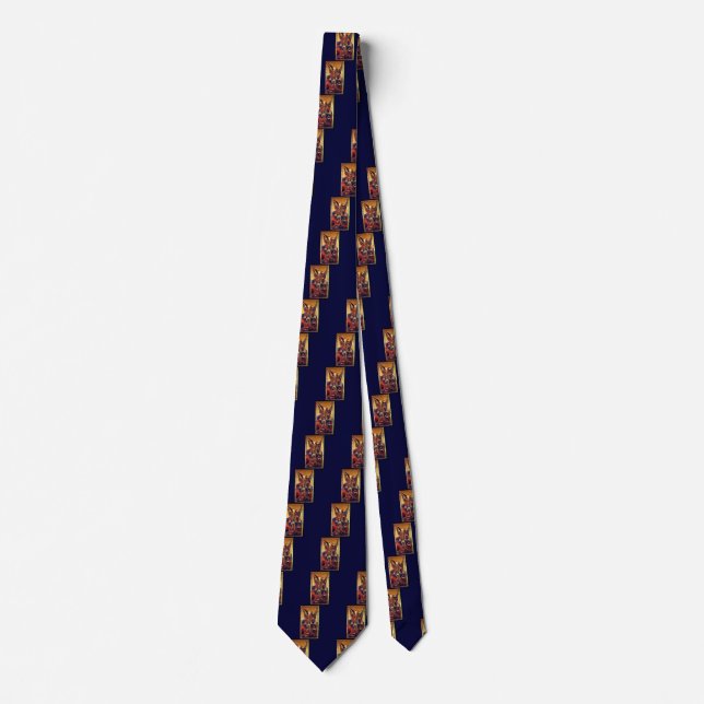 Saint Michael Vanquishing the Devil ,blue Neck Tie (Front)