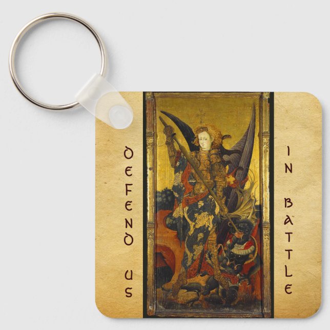 Saint Michael Vanquishing the Devil Keychain (Front)