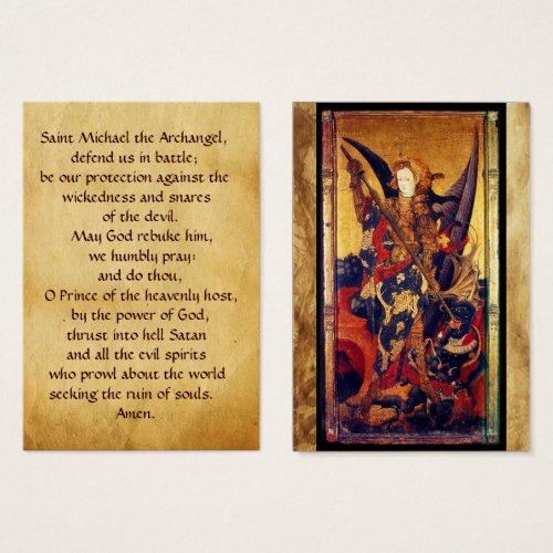 Saint Michael Vanquishing the Devil  Prayer Card