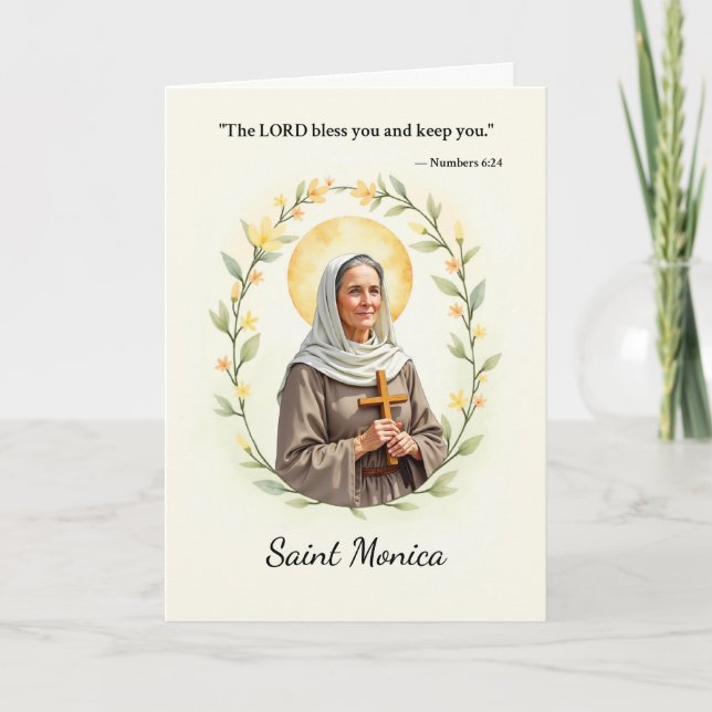 Saint Monica God's Peace and Blessings Scripture Card (Front)