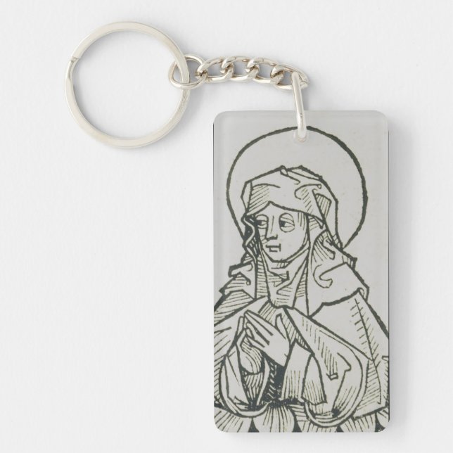 Saint Monica Medieval Minimalist Line Art  Keychain (Front)