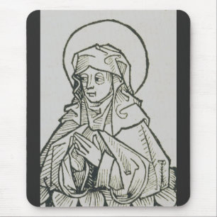 Saint Monica Medieval Minimalist Line Art Mouse Pad