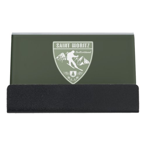 Saint Moritz Switzerland Desk Business Card Holder