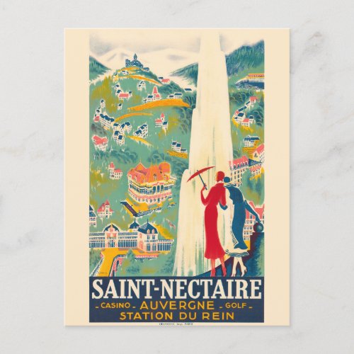 Saint_Nectaire France Vintage Poster Postcard