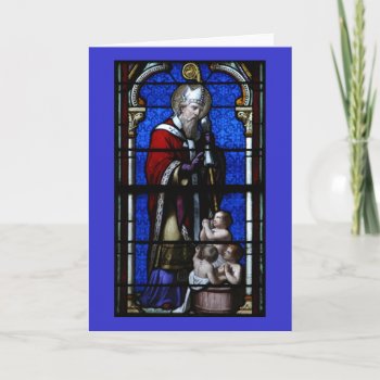 Saint Nicholas Blessings Stained Glass Holiday Card by dmorganajonz at Zazzle