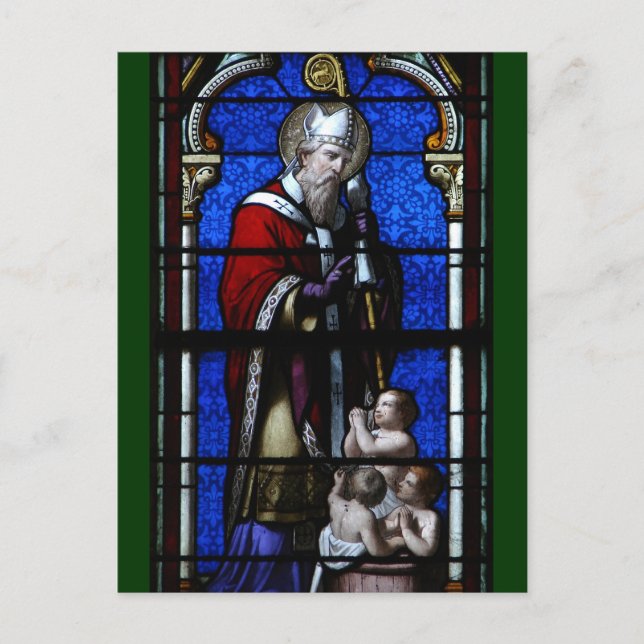 Saint Nicholas Blessings Stained Glass Postcard (Front)